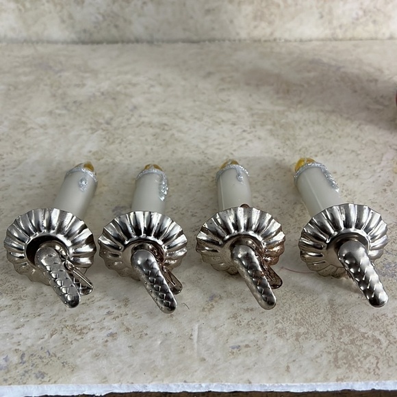Set of 4 Vintage Glass Christmas Clip on Candle Ornaments - Picture 3 of 8